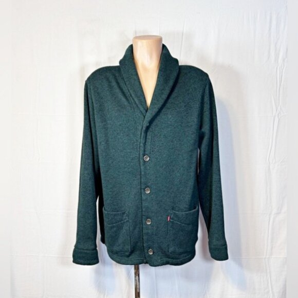 Levis Mens Heather Green Shawl Collar Eclectic Grandpa Cardigan Sweater~XL~ - Picture 1 of 5